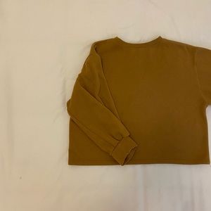 Vintage Cropped Camel Sweater with Balloon Sleeves